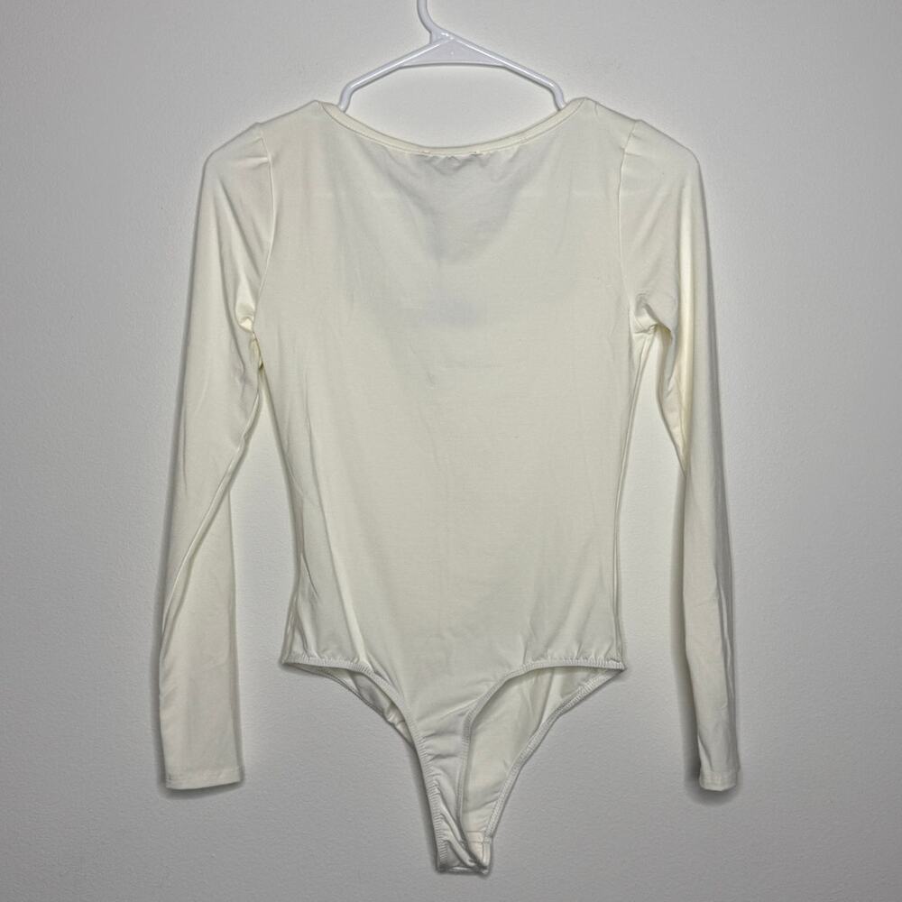 NEW Long Sleeve Bodysuit Ivory JLUXLABEL Stretch Size M - Picture 13 of 16